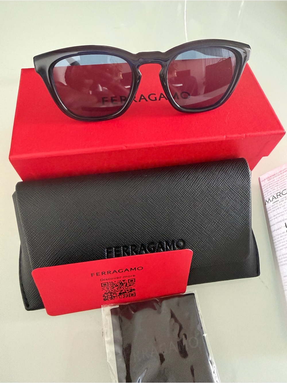 Salvatore Ferragamo Men's Black Sunglasses with Dark Lenses